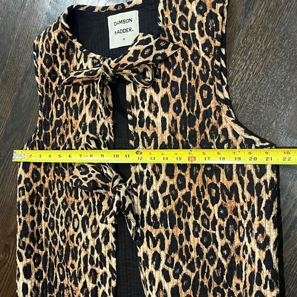 Damson Madder Tilly Leopard Cotton Gilet Vest Organic Quilted Tie Womens 16 - Picture 8 of 8